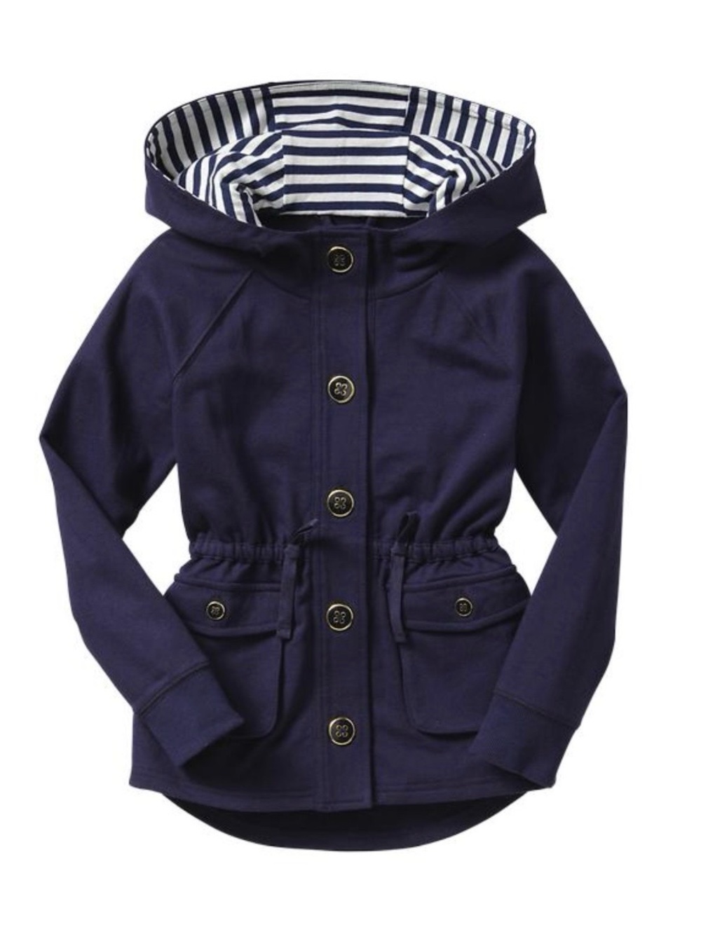 VTG Gap Kids Navy Blue Hooded Anorak Button Sweater Jacket Nautical Girls XS 4 5 - Picture 1 of 8
